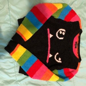 Kawaii rainbow angry monster face crop sweater